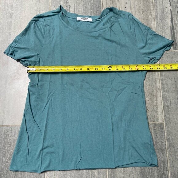 Project Social T Round Neck Relaxed Fit Raw Edges Tee Shirt Green Teal Sz Large - Picture 6 of 7